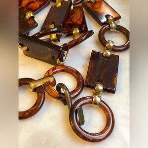 RARE 1970’s YVES Saint Laurent Faux Tortoiseshell Link Belt/ Boho Chic 70’s Belt